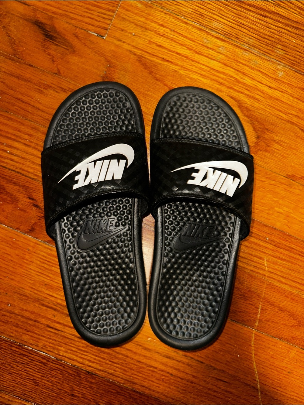 Nike Black Slide Sandals with White Swoosh